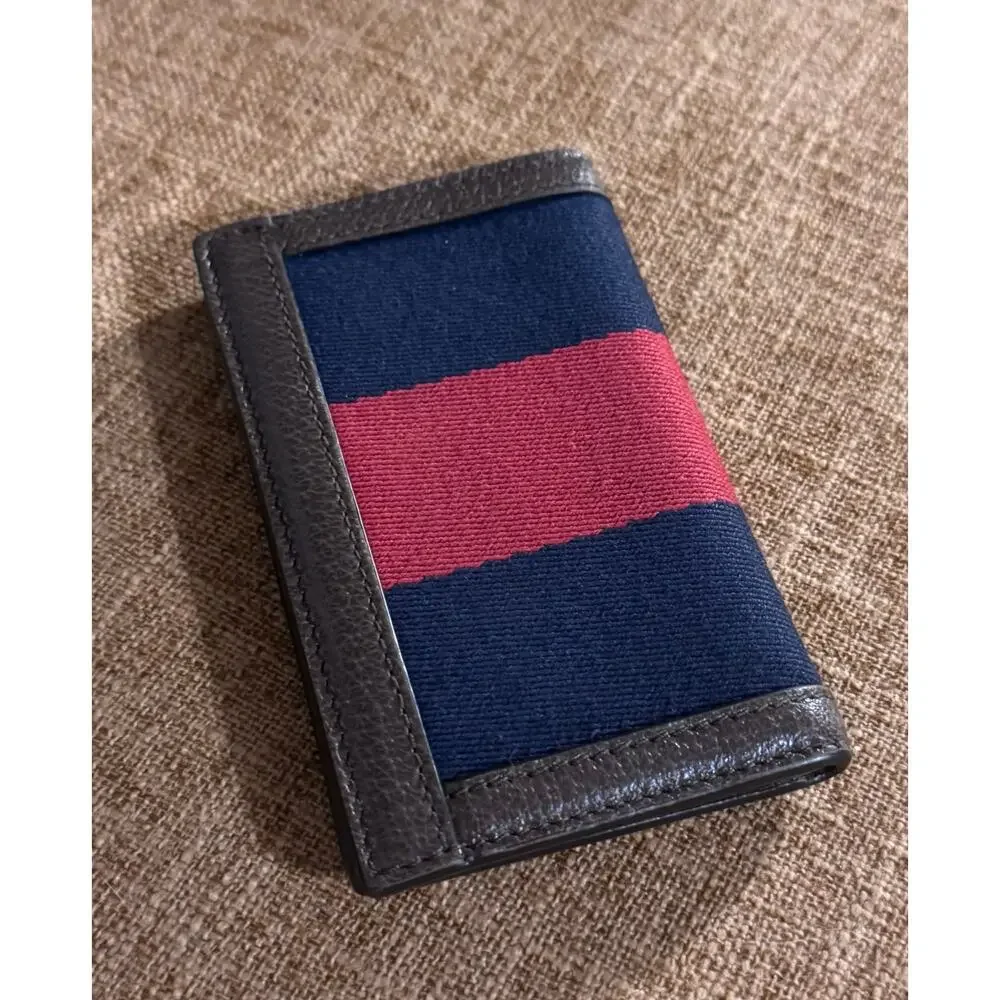 Auth. Gucci GG Ophidia Web Canvas Card Holder Case W/Dust Bag Rare